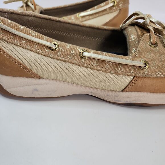 Sperry Womens Topsider Leather Deck Shoes Metallic Gold Anchor Sz 8.5M 97397 - Picture 16 of 16